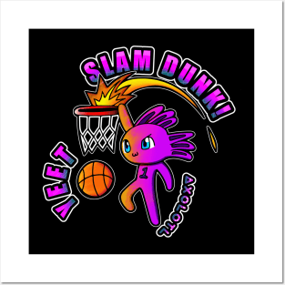 Cool Axolotl - Basketball Slam Dunk - Graphic Sports - Kids Teens Meme Posters and Art